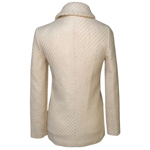 Anthropologie PIM + LARKIN Cream Wool Blend Jacket Coat XS Moto Old Money Woven - Picture 3 of 12